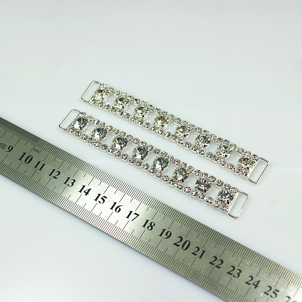10pcs 3ROWS 165MM Full AB Crystal Rhinestone Bikini Connectors Buckle Metal Chain For Swimming Wear Bikini Decoration