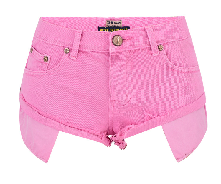 

Pink Summer Beach Low Waist Short Jeans For Women Casual Mini Denim Hot Pants Woman Curvy Slim Short Jeans