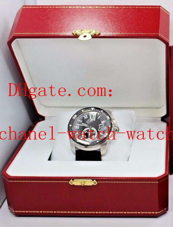 

High Quality Calibre de Diver W7100056 Stainless Automatic Mechanical Movement Mens Watches Men's Wrist Watches Rubber Band including Box, Black