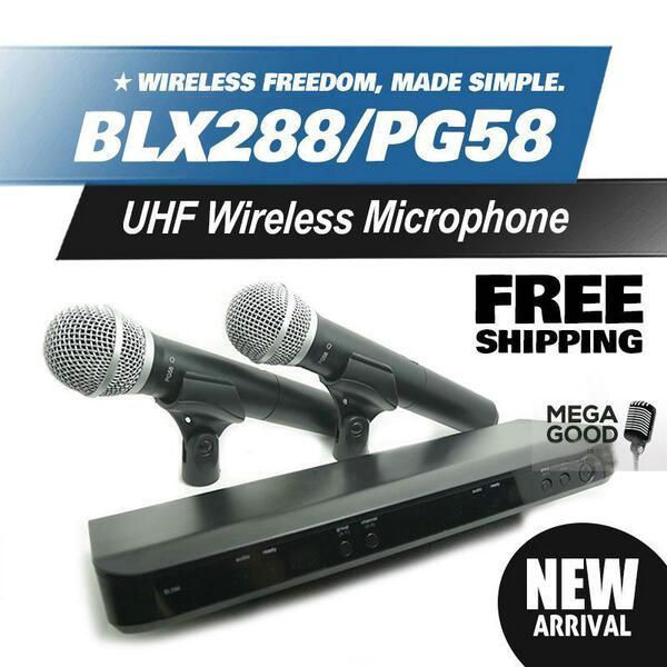 

Microfono BLX BLX288 BLX88 PG 58A UHF Wireless Microphone Karaoke System With PG58 Dual Handheld Transmitter Microfone Mic Free Microfoon