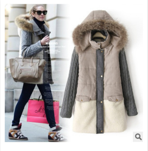 

Cotton-padded Suit-dress Long Fund Split Keep Hair Clothes Jacket Winter Coat Women, Greye