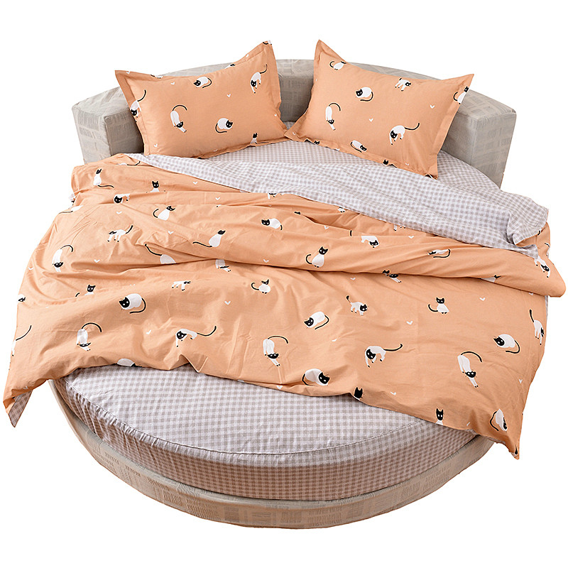 

Customizable Size 100% Cotton 4 Pcs Round Bed Cartoon Comforter Bedding Set Fitted Sheet, Pillowcase & Duvet Cover Sets, Cartoon cat