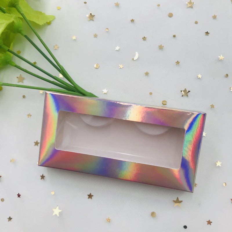 

Light pink holographic box lashes package custom private label logo no fold lashes box cardboard box