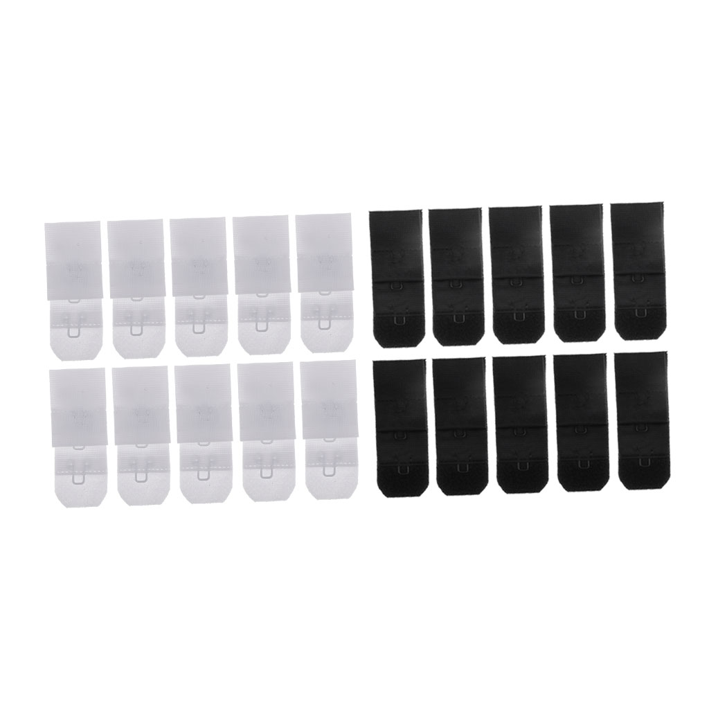 

20 pcs bra strap extenders extensions set 1 hook, 2 color, Black