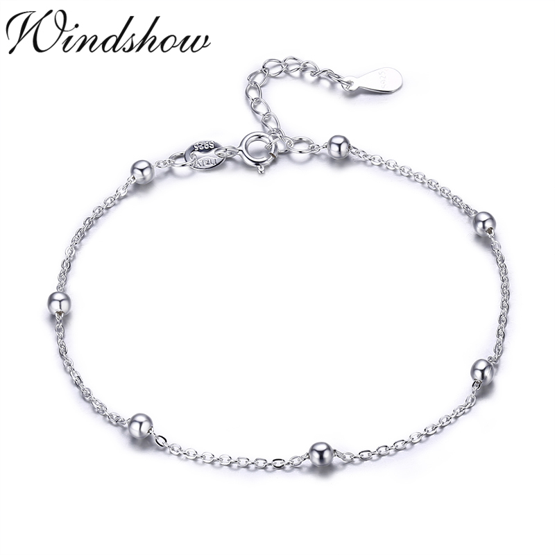 

925 Sterling Silver Beads Cross Chain Anklet For Women Girls Foot Jewelry Leg Bracelet Barefoot Tobillera Chaine De Cheville