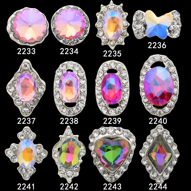 

10pcs New Crystal Volcano Colourful Nail Rhinestone Alloy Nail Art Decorations DIY Glitter Pendant Jewelry Manicure Supplie