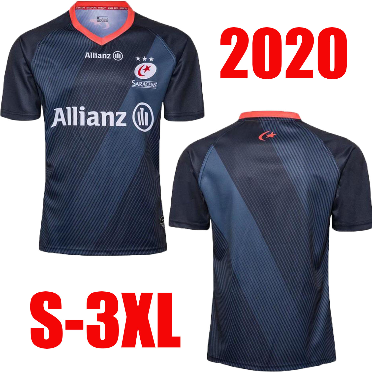 

International League jersey 2020 Saracens Rugby jersey HOME Shirt saracen national team SARACENS rugby jerseys s-3xl free shipping, Black;blue