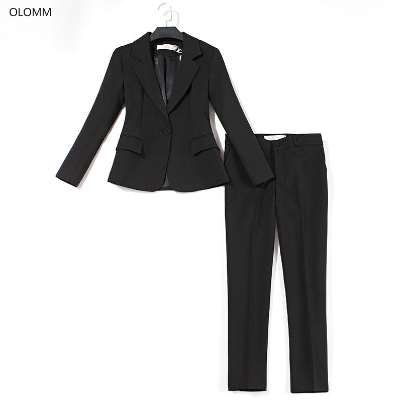 

Women' Professional Pants Set High Quality Office Black Suit Two Piece Set 2020 spring and autumn new slim jacket feminine