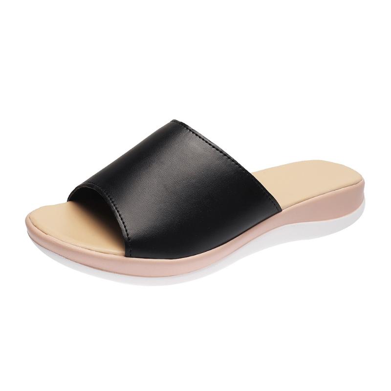 

High Heel Slippers Women Leisure Outdoor Solid Slip On Ladies Fashion Casual Wedges Platforms Beach Slippers Beach Shoes, Bk