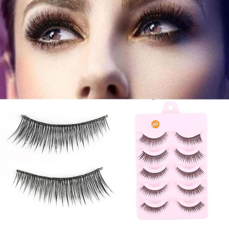 

Beauty Fiber Eyelash Extensions 5 Pairs Handmade Fake False Eyelash Lashes Natural Cross For Makeup Cosmetic Beauty Tool