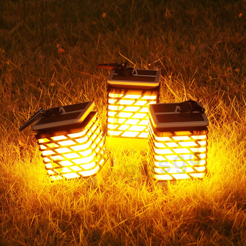 

LED Waterproof Solar Lamp Solar Powered Lights Hanging Outdoor Garden Lawn Light Corridor Lamp Plastic LED Lamps Flame Lighting DBC BH2752
