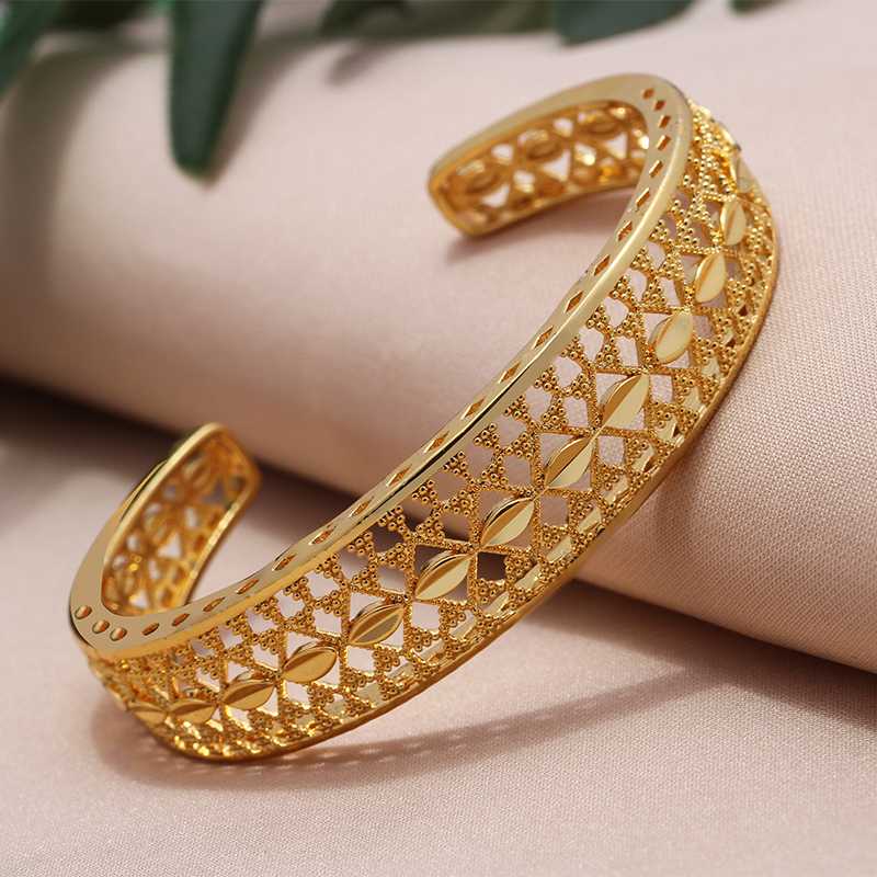 

Bangle Bangles Fashion 24K Gold Color Dubai For Women/Girls Bracelet Jewelry With Ethiopian Africa Arabia Middle East Gift