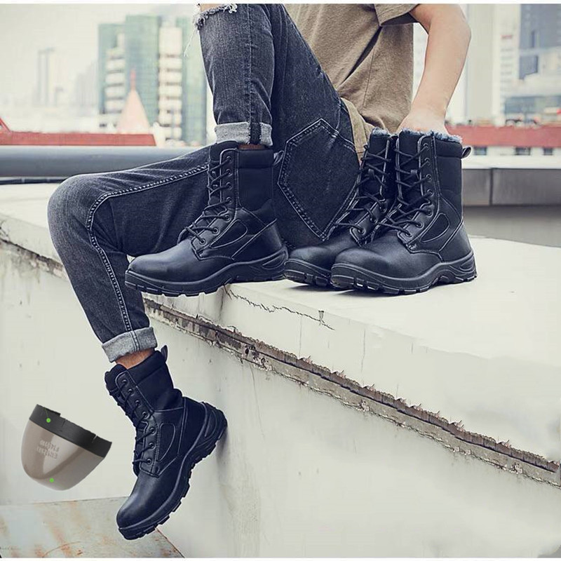 

Men Safety Shoes Steel Toe shoes Anti-smashing Anti-puncture Construction Work Boots Anti-slip Breathable Security, Without fur