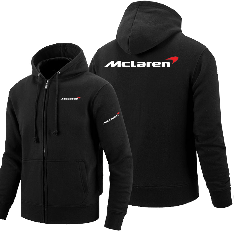 

Zipper Hoodies McLaren logo Printed Hoodie Fleece Long Sleeve Man's zipper Jacket Sweatshirt, Black