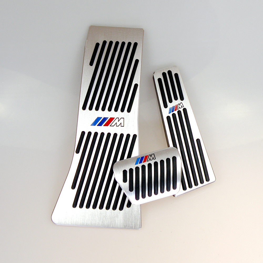 

No Drill Gas Brake Footrest Pedal Plate Pad For BMW X5 X6 Series E70 E71 E72 F15 AT Aluminum alloy gas brake pedal LHD AT M LOGO