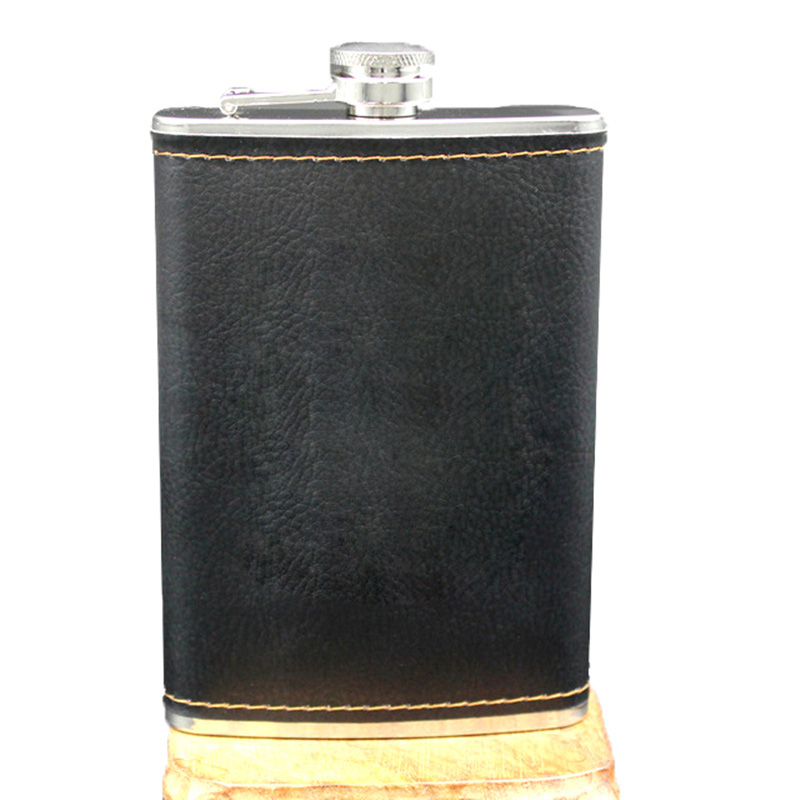 

Hot sales High Quality Stainless Steel 9 Oz Hip Flask Leather Whiskey Wine Bottle Retro Engraving Alcohol Pocket Flagon With Box Gifts