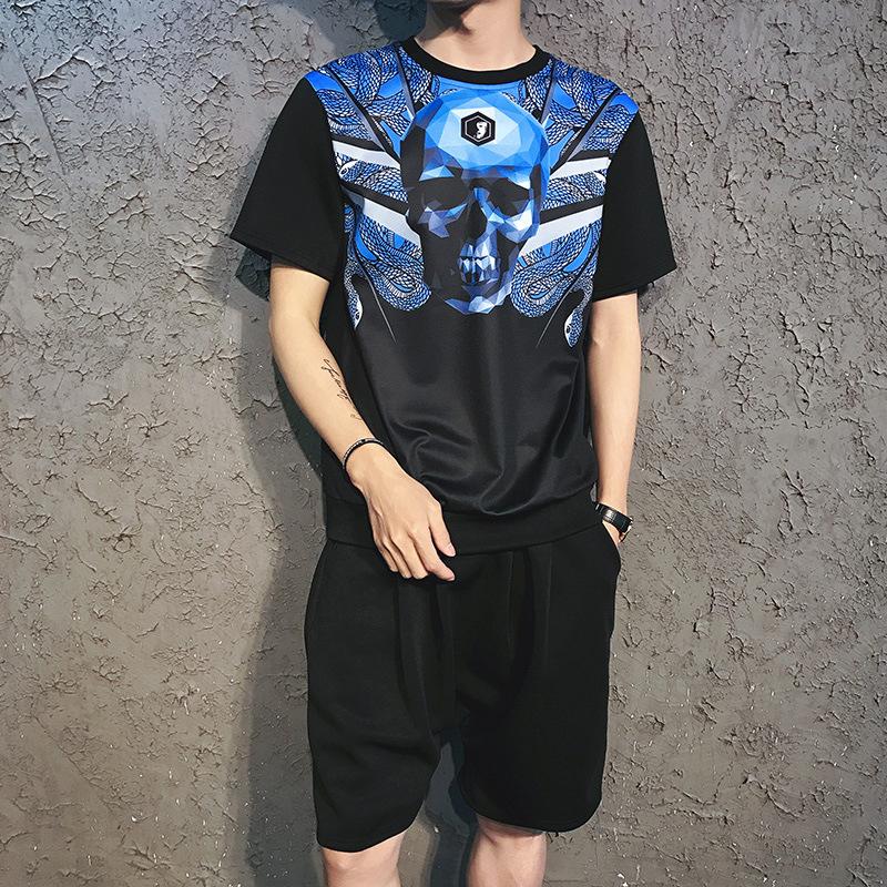 

Men Summer Causal Set 3D Printing Hip Hop Short Sleeve Shorts Sweatsuit Pants Fashion Tracksuit Mens Track Suit Two Pieces, Gold