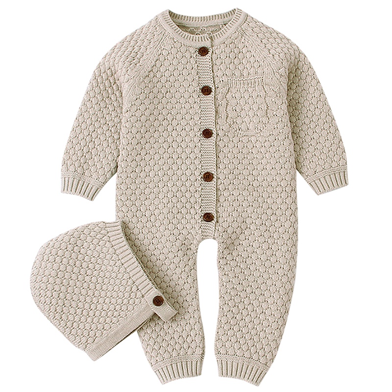 

Romper Knitted Newborn Baby Clothes Romper with Hat Infant Toddler Jumpsuit for Kids Cotton Toddler Jumpsuit, Size 70