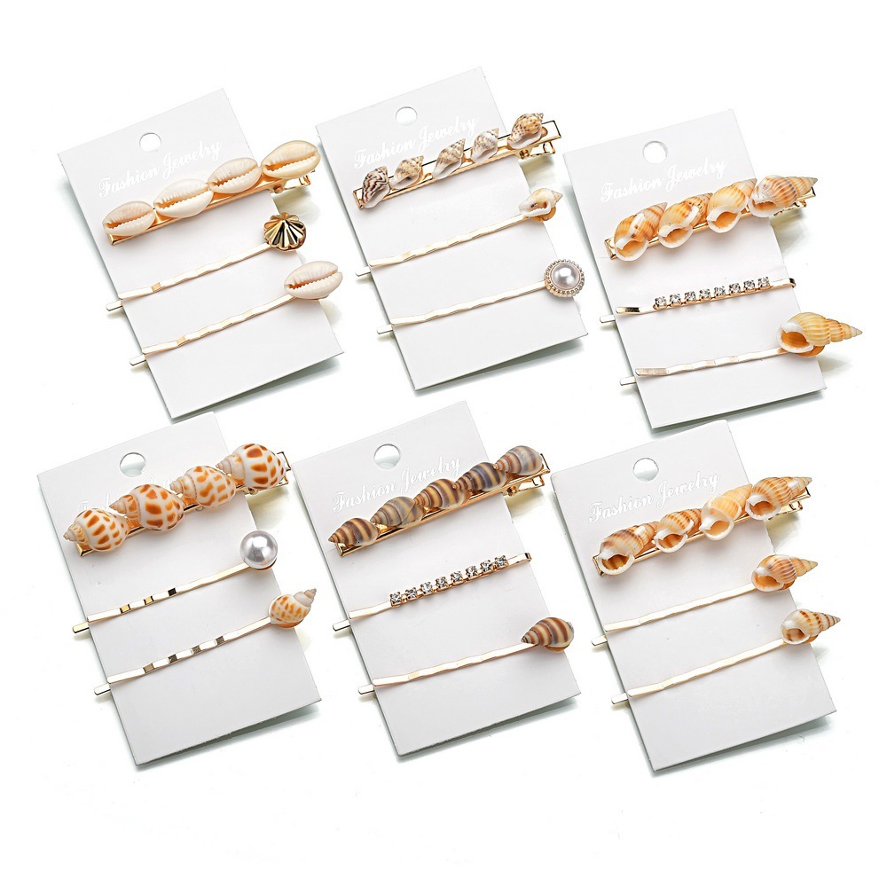 

Hz0138 Ins Sandy Beach Wind Mix Concise Natural Conch Shell Pearl One Character Clip