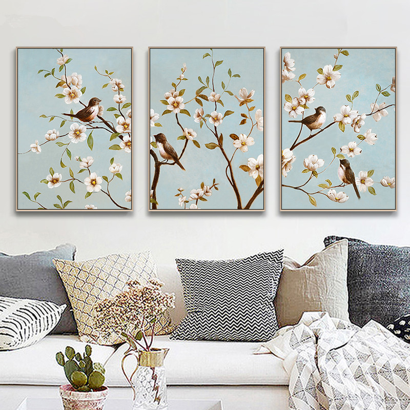

New Chinese Style Branches Birds Flowers Poster and Prints Canvas Print Painting Art Wall Pictures for Living Room Home Decor