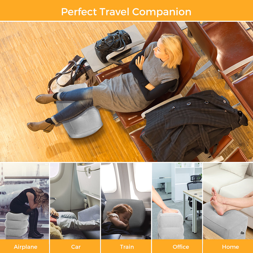 Travel Inflatable Foot Rest Pillow Adjustable Height Portable Leg Rest