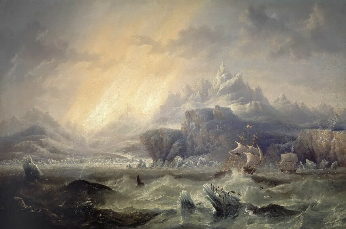 

John Wilson Carmichael Terror in the Antarctic Home Decor Handpainted &HD Print Oil Paintings On Canvas Wall Art Pictures 191113