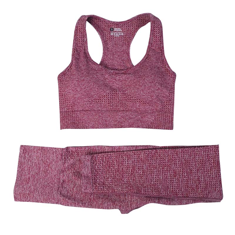 

Women Sports Yoga Set 11 Colors Seamless Sports Running Clothings Ladies Racerback Gym Bra Vest High Waist Push Up Exercise Pants 050429, #1