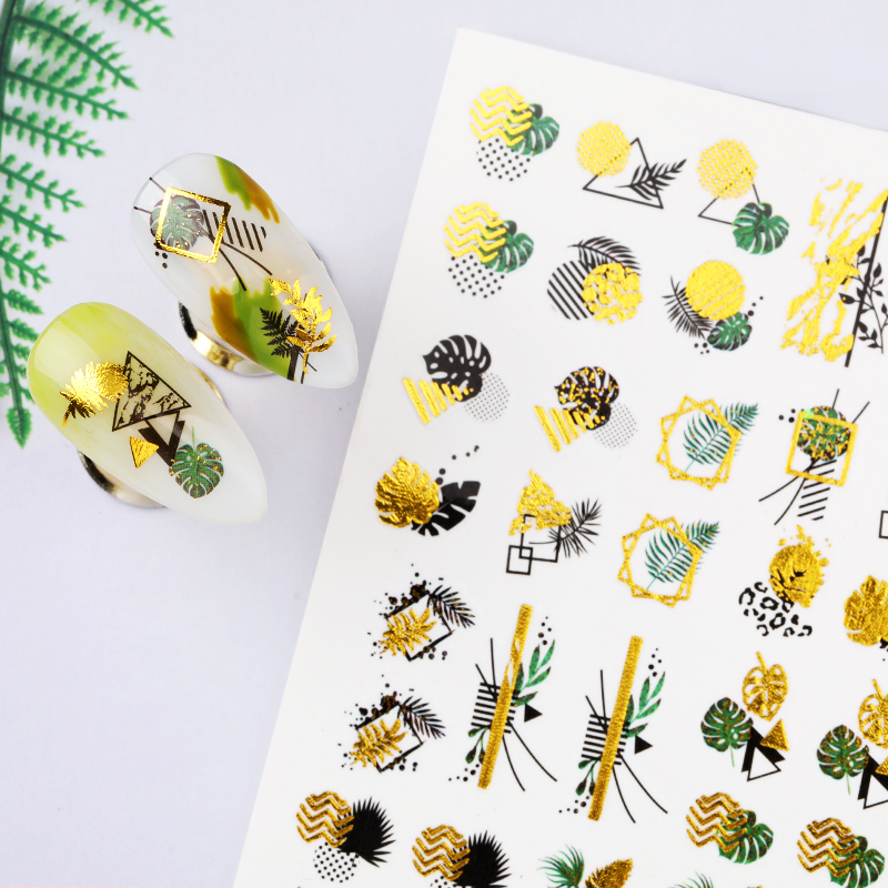 

1 Sheet Harunouta Gold Water Nail Stickers Summer Flower Water Decals Dress Slider Nail Foil Wraps DIY Art Decoration