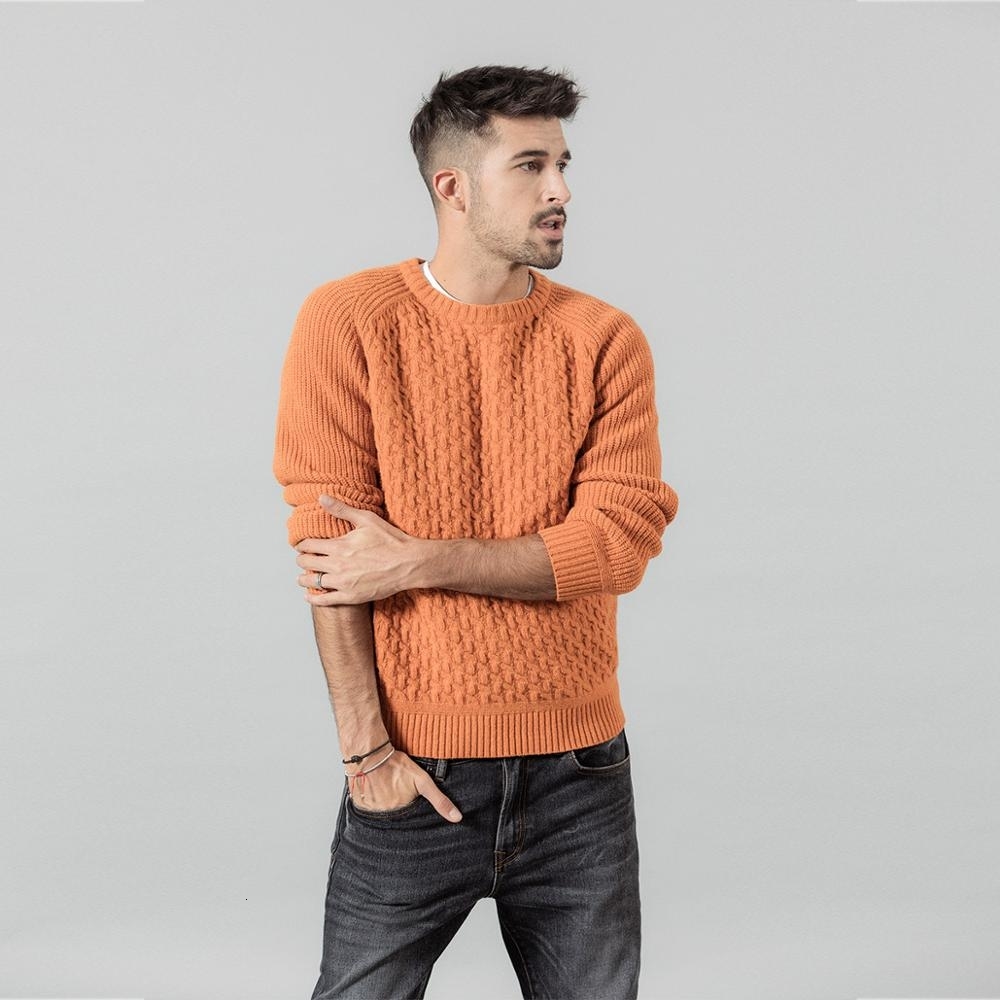 

SIMWOOD 2019 Autumn Winter New cable-knit sweater men raglan design core yarn anti-pilling knitwear high quality plus size 732 CJ191209, Floral grey