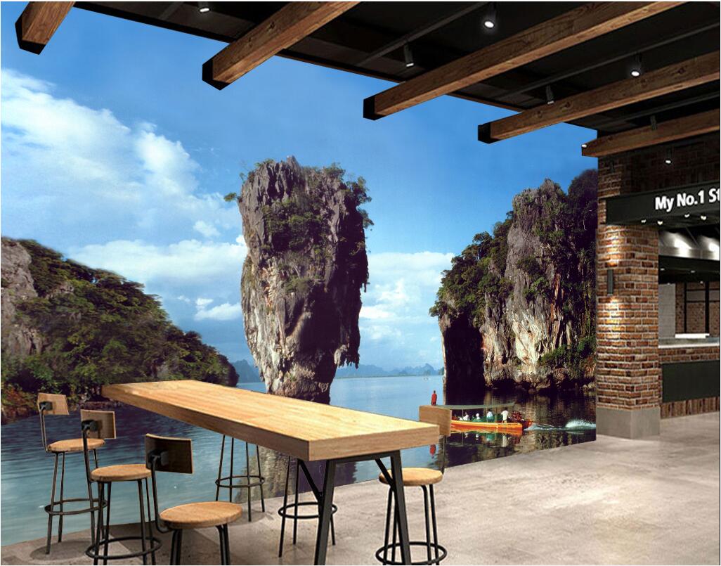 

WDBH 3d wallpaper custom photo mural Phang Nga Bay Scenic Spot tv background home decor living room 3d wall murals wallpaper for walls 3 d, Non-woven