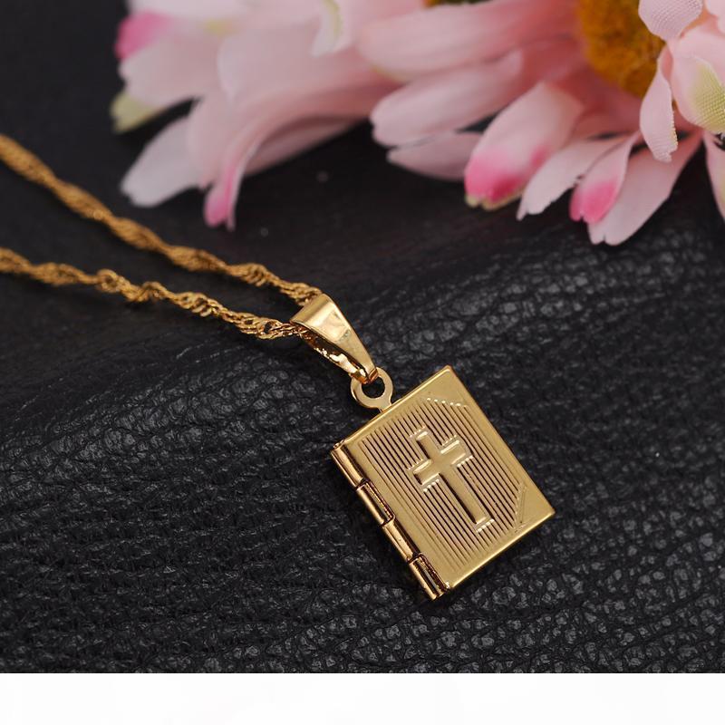 14K Or Jaune Zircone Cubique Pendentif Croix Charm Collier