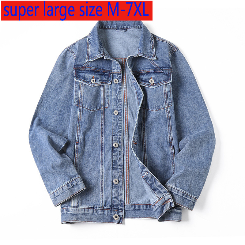 

2020 New Arrival Fashion Super Large Spring Denim Outerwear Men Jacket Casual Loose Mens Jackets Plus Size -2XL3XL4XL5XL6XL7XL, Blue