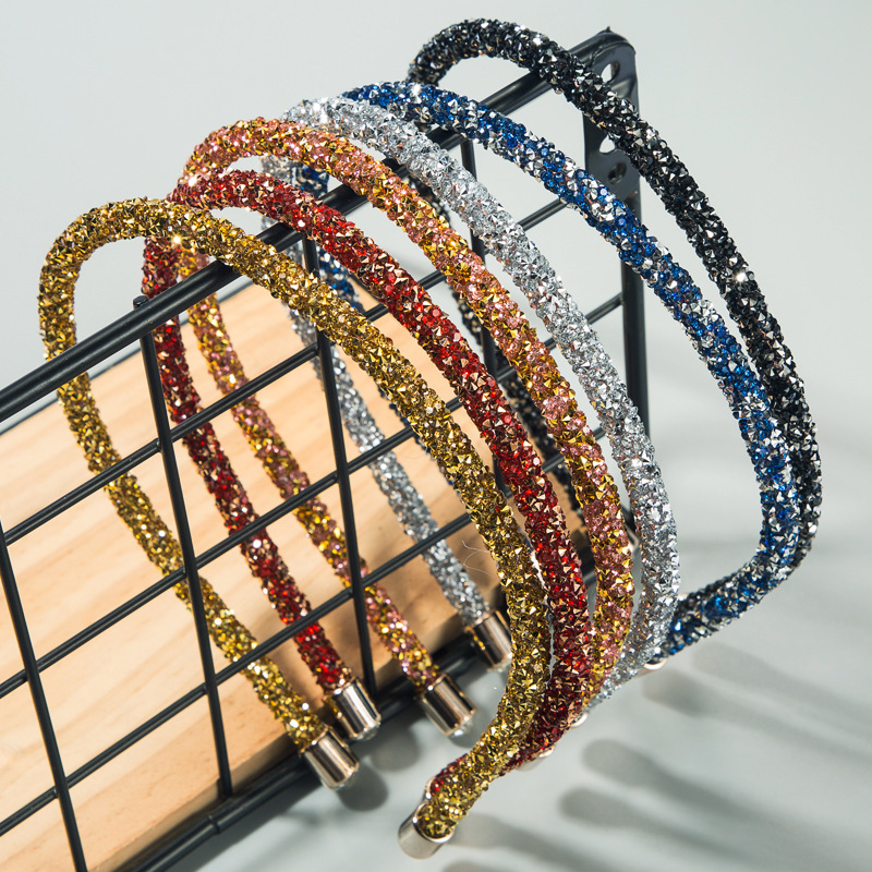 

ins women's head hoop simple full diamond Super Flash narrow edge hair hoop