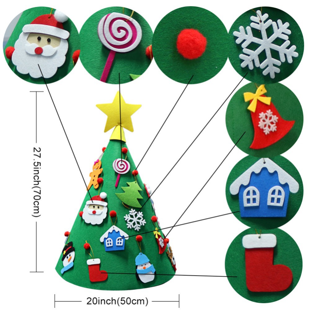 100pcs Padded Felt Green Christmas Tree Appliques Decorative Sewing Craft
