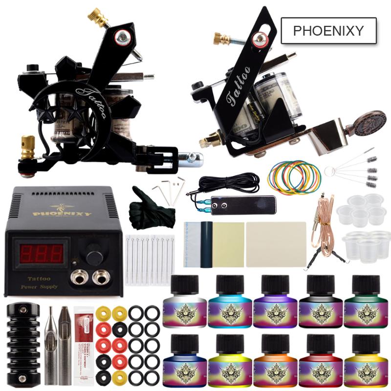 

Professional Tattoo Kit Two Tattoo Machine Guns Power Supply 20 Colors Pigment Inks sets Body Art Permanent Makeup Set