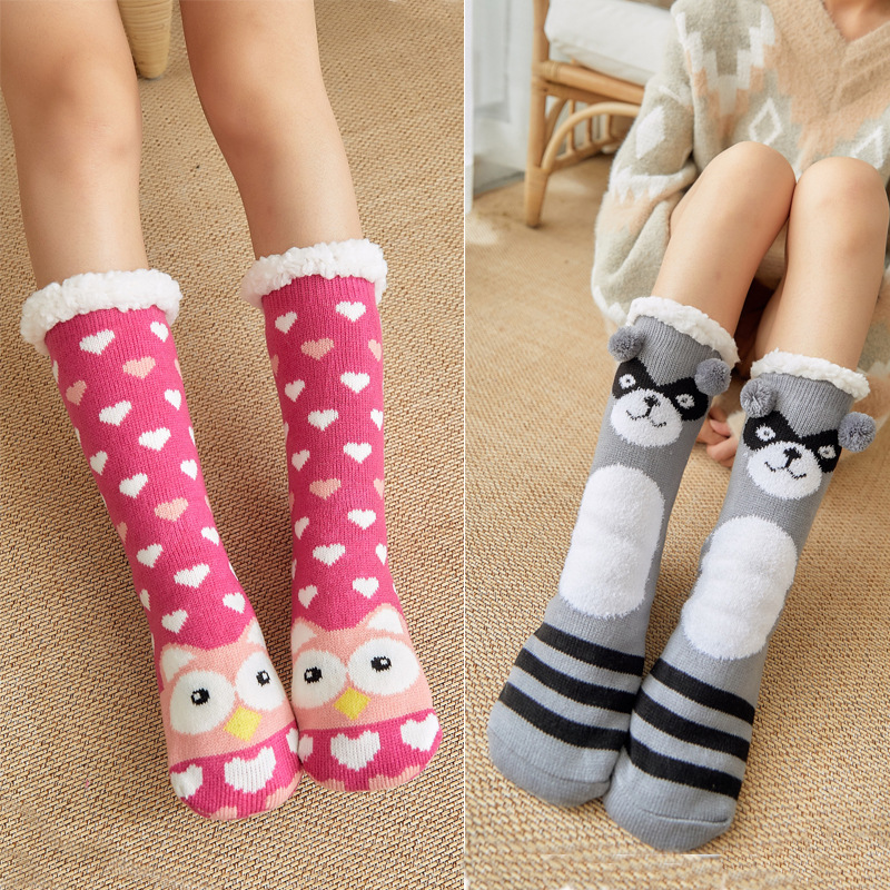 

Women's Super Soft Warm Comfort Fuzzy Wool Lining Winter Knee Socks Christmas Gift Slippers Socks, Multi