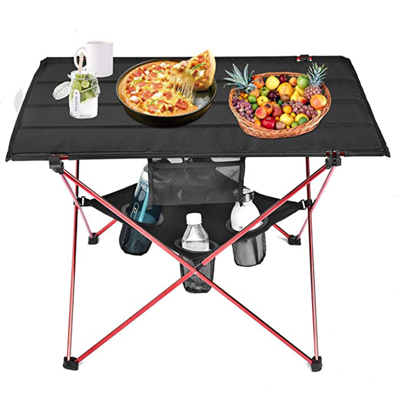 

Lightweight Camp Table 4 Mesh Cup Holders Carrying Bag Included Folding Canvas Camping Table for Picnic BBQ Fishing Hiking