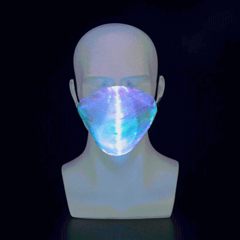 

7 Colors LED Cycling Light Mask Fiber Optic Cloth Riding Decoration Masquerade Mask Multi-function, White