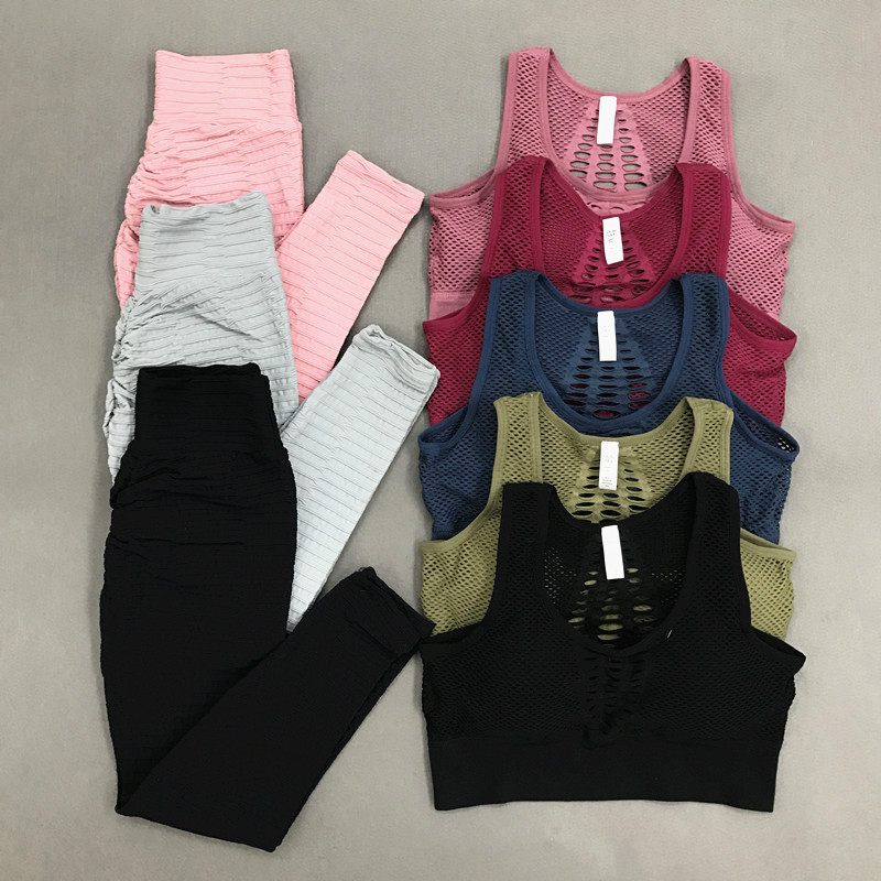 

2pcs Yoga Set Sportswear Woman Bra Top And Leggings Yoga Pants Gym Fitness Clothing Tracksuit Seamless Workout Sports Suit Femal, 01 bra