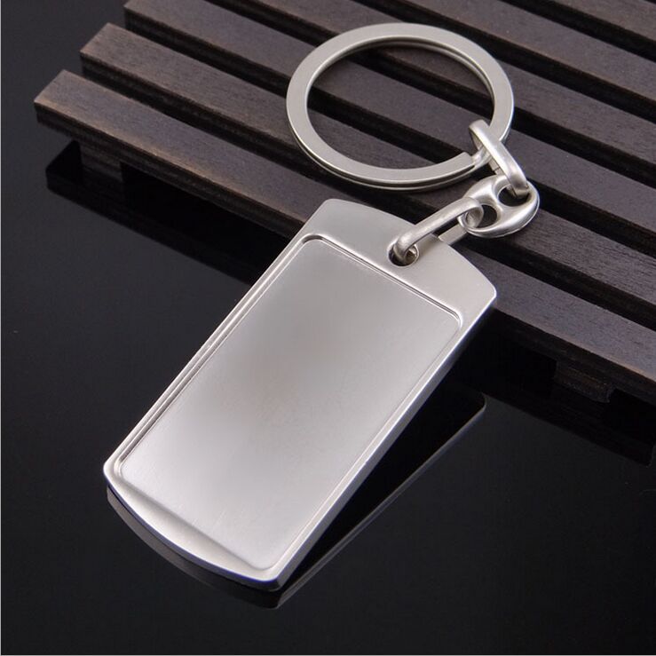 

Fashion Blank Rectangle Keychain Creative Zinc Alloy Souvenir Business Key Ring Classic Unisex Trinket Xmas Party Gifts, Silver