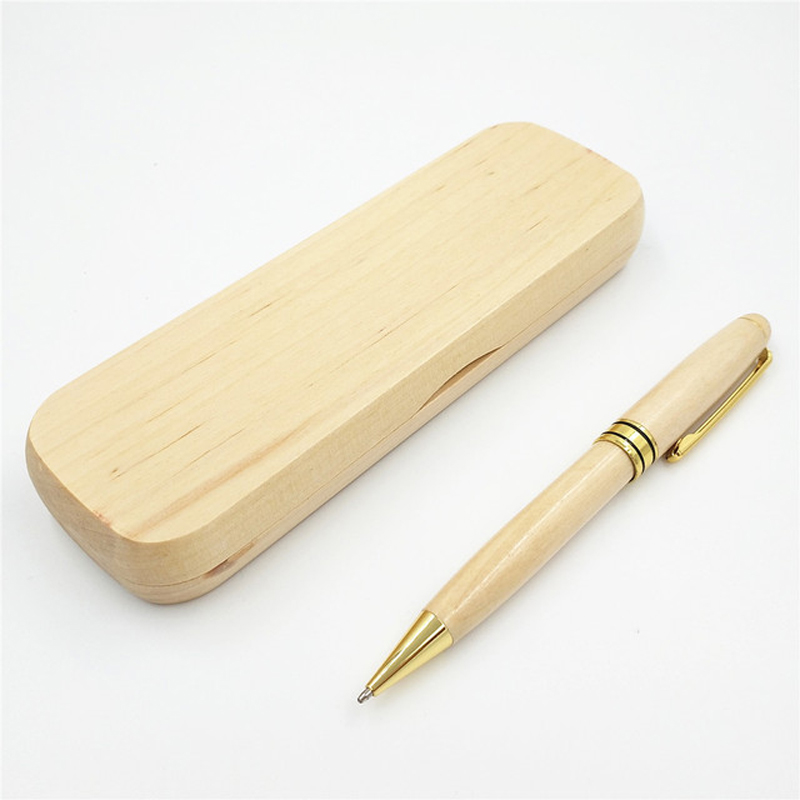 

Wood Ballpoint Pens and Wooden Box Set Business Gift Decoration Writing Office Pen Stationery Supplies, As picture