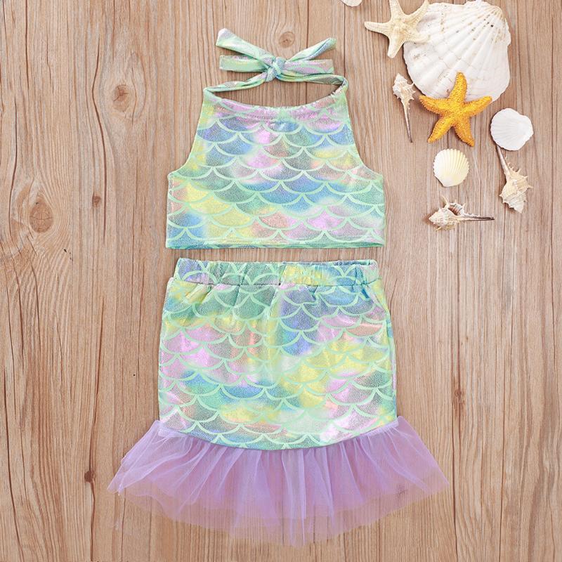 

Newborn Kids Baby Clothing Set Summer Baby Girls Clothes Sleeveless Print Tops Tulle Skirt Outfits Set Girls Clothes, Purple