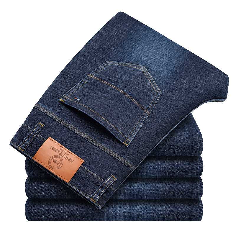 Classic Style 2020 Summer New Men's Thin Dark Blue Smart Jeans Business Casual Stretch Slim Denim Trousers Male Brand Pants
