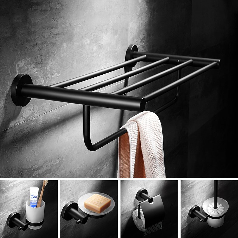 

Nordic 304Stainless Steel Towel Paper Holder Bathroom Hardawre Accessories Black Soap Dish Wall Hanging Toothbrush Holder Metal