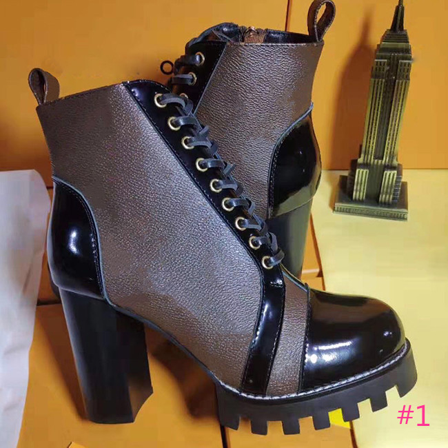 

2019 Designer Ladies 100% cowhide Classic Luxury Short boots Shoes Leather High heeled boots Fashion Martin boots size 35-42With box, #4