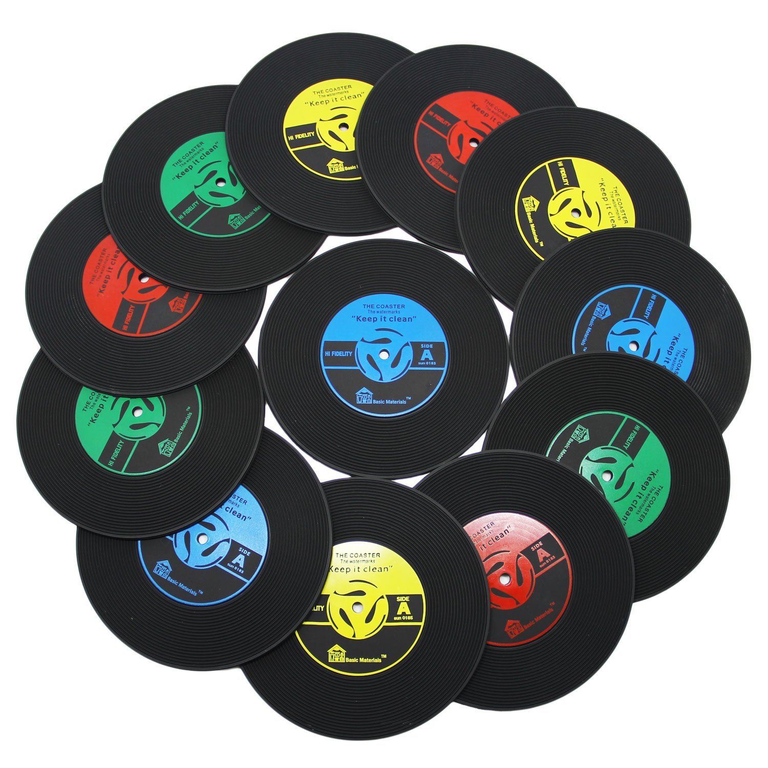 

Coasters for Drinks Vintage Vinyl Record Retro Mats, Soft Rubber Cup Mat Drinks Absorbent for Wine Glass Tea Coffee Table Mug Beer Bottle Be