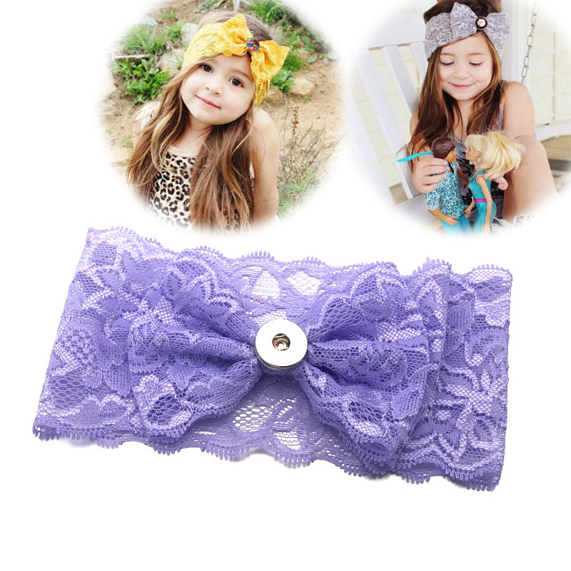 

Interchangeable 012 Bow Lace Hair Band Fit 18mm Snap Button Charm Fashion Jewelry For Women Girl Kids Hair Clip Gift