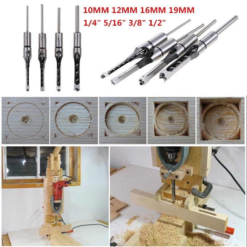 

Twist Drill Bits Square Auger Mortising Chisel Drill Set Square Hole Woodworking Mortise Chisel Wood Bit with Twist