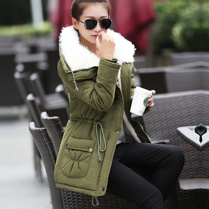 

Winter Jacket Women Warm Cotton Parkas Coat Velvet Female Solid Color Plus Size Parka Zipper Jacket Long Coat Outwear Casaco#57, Red