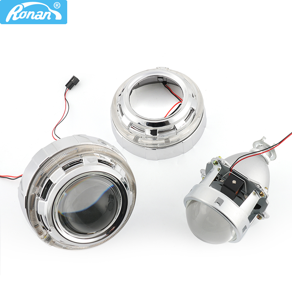 

Ronan Metal 3.0'' H1 HID bixenon projector lens LHD RHD fit H1 H4 H7 Headlight LED Optic Angel Eyes Car Styling DIY retrofit